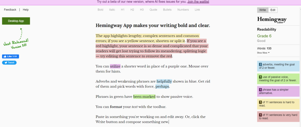 hemmingway editor tool 